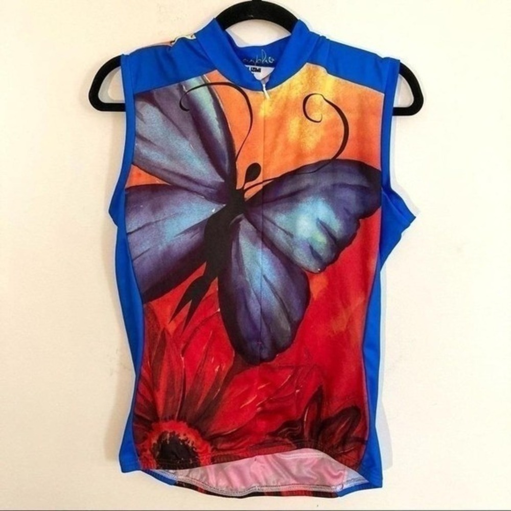 Vintage Y2K Pearl Izumi watercolor butterfly biking top M
